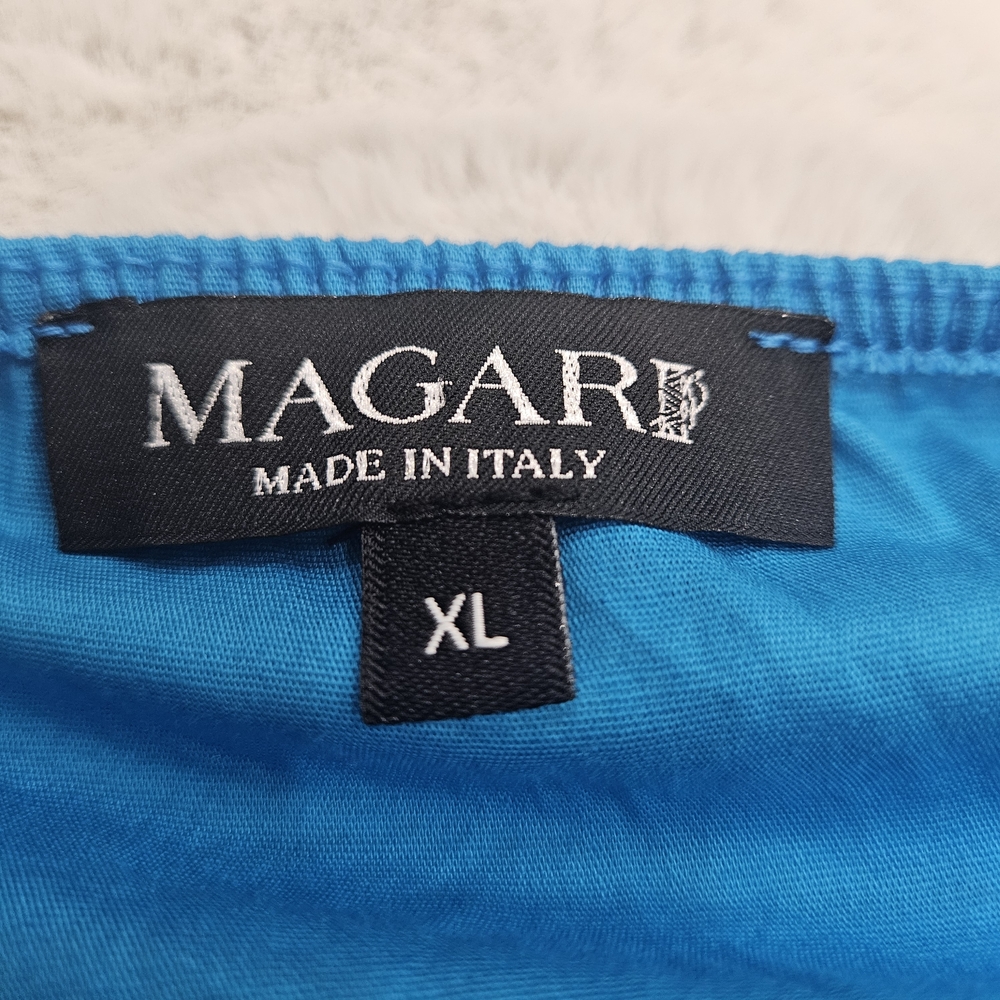 Magari Italian Cotton Blend Sleeveless Tiered Maxi Dress in Bright Blue Summer - Picture 8 of 9
